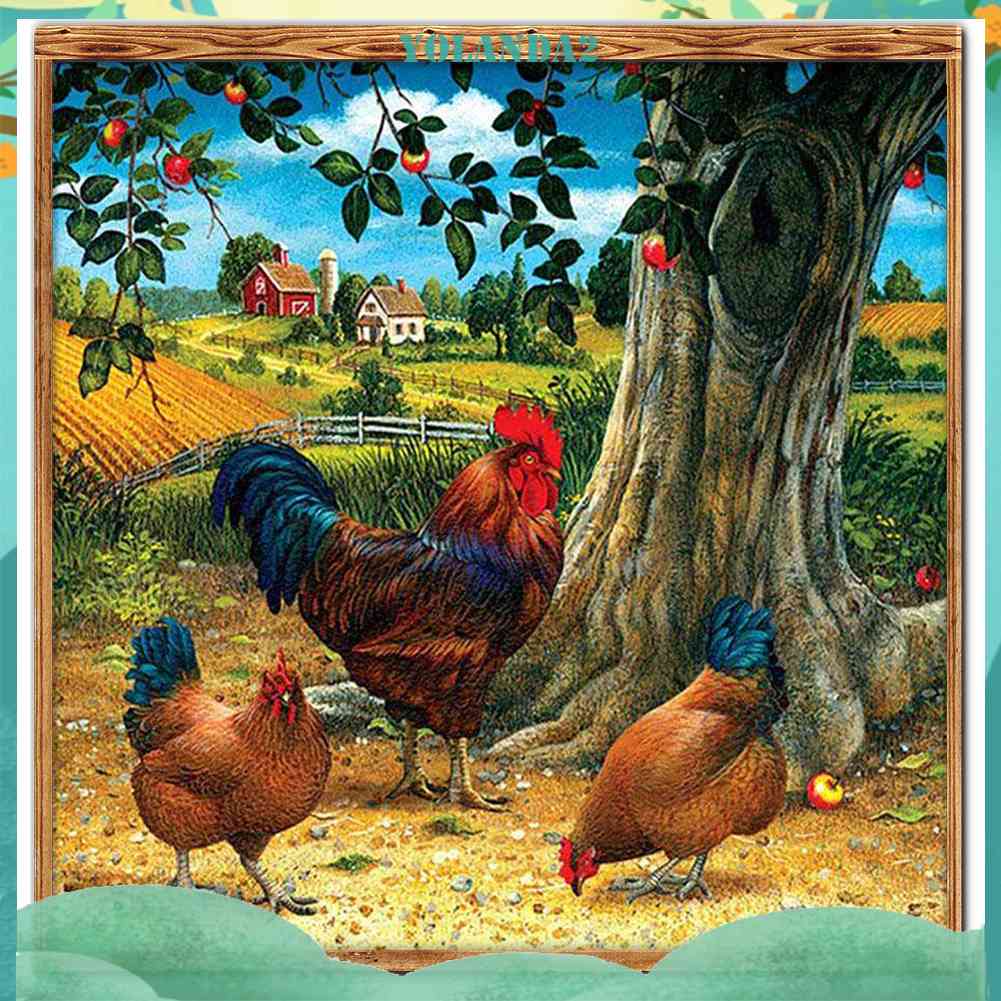 Tranh Đính Đá Kim Cương Toàn Bộ 5D DIY Hình Vẽ Làng Quê