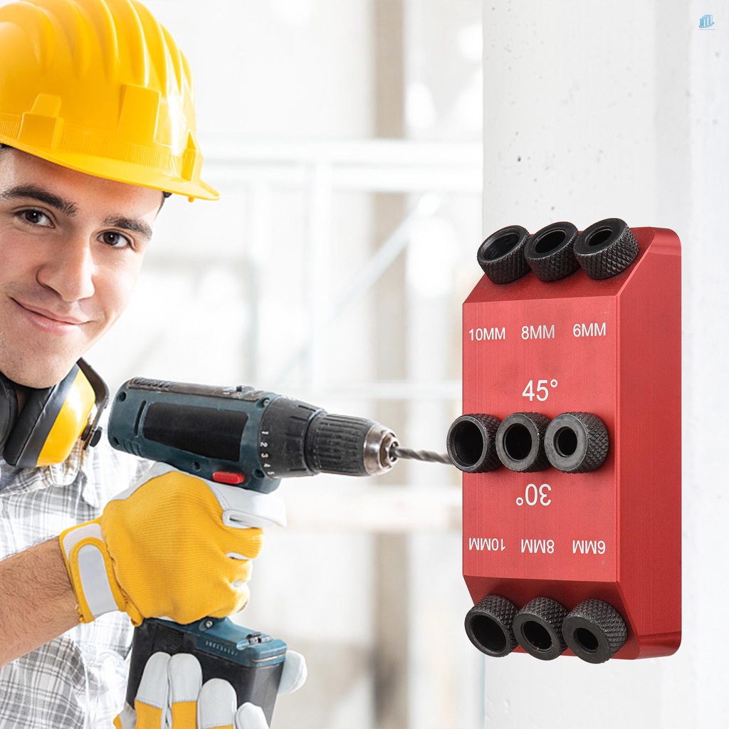 Bộ 3 Mũi Khoan 6mm 8mm 10mm + 30 45 90 Độ Định Vị Lỗ Khoan Chuyên Dụng Làm Mộc