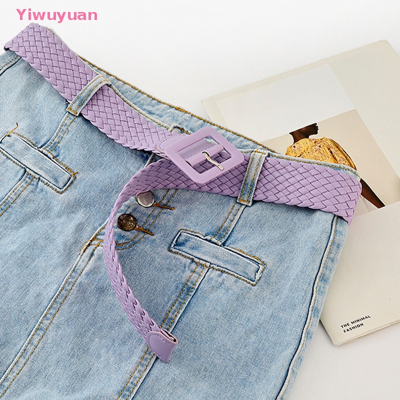 < Yiwuyuan > Thắt Lưng Dệt Khóa Vuông Màu Kẹo Đơn Giản Thời Trang Hàn Quốc Cho Nữ Trẻ Trung Mới