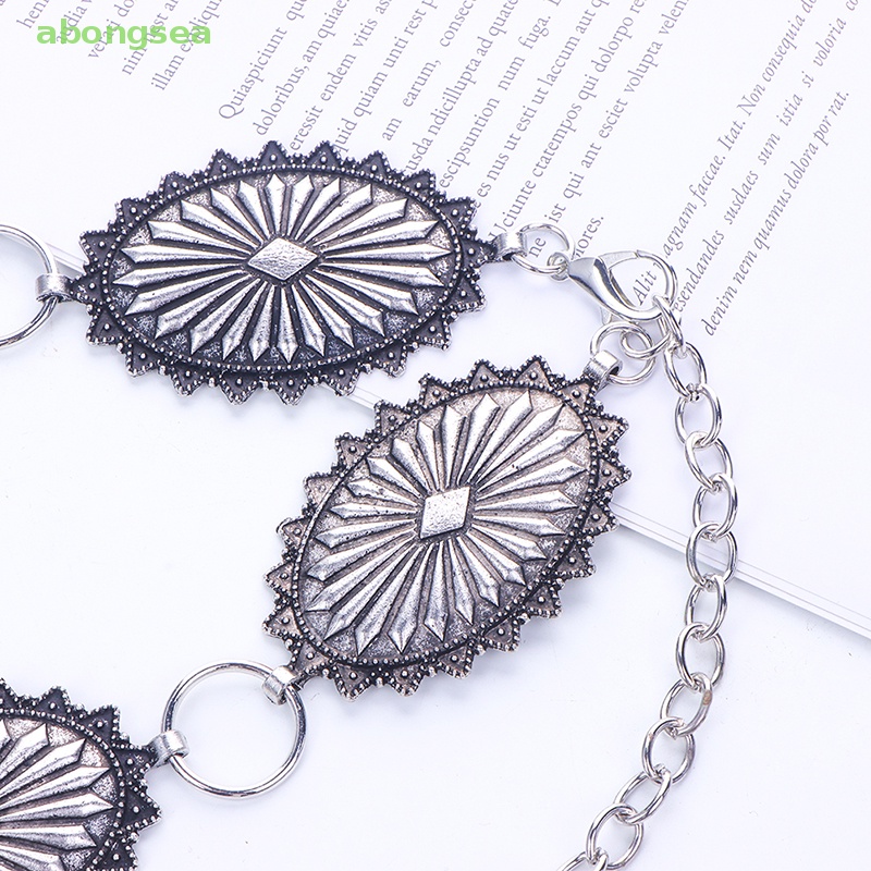 Thắt Lưng Dây Xích Kim Loại Mặt Oval Phong Cách Boho Cổ Điển Cho Nữ