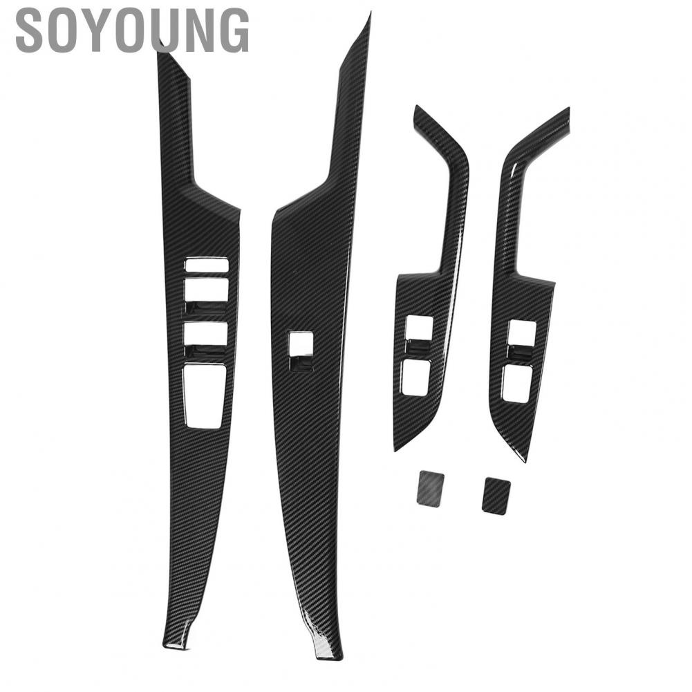 Soyoung Interior Window Lift Control Switch Trim  6 PCS Textured Car Frame Cover Left Drive Side for Auto