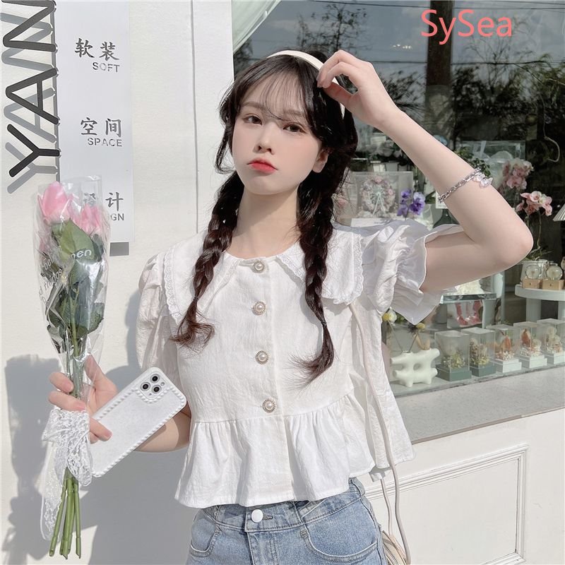 Áo Kiểu Tay Phồng Cổ Búp Bê Phong Cách Pháp Cho Nữ