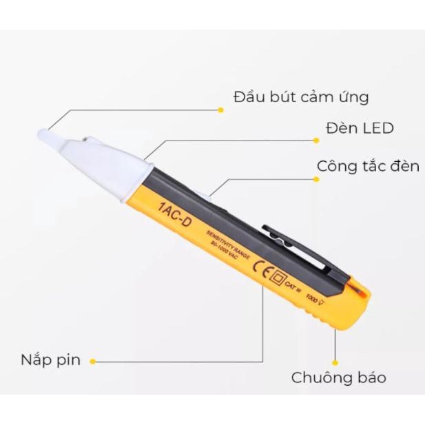 Bút Dò Thử Điện Có Đèn Led Kèm Âm Thanh Cảnh Báo