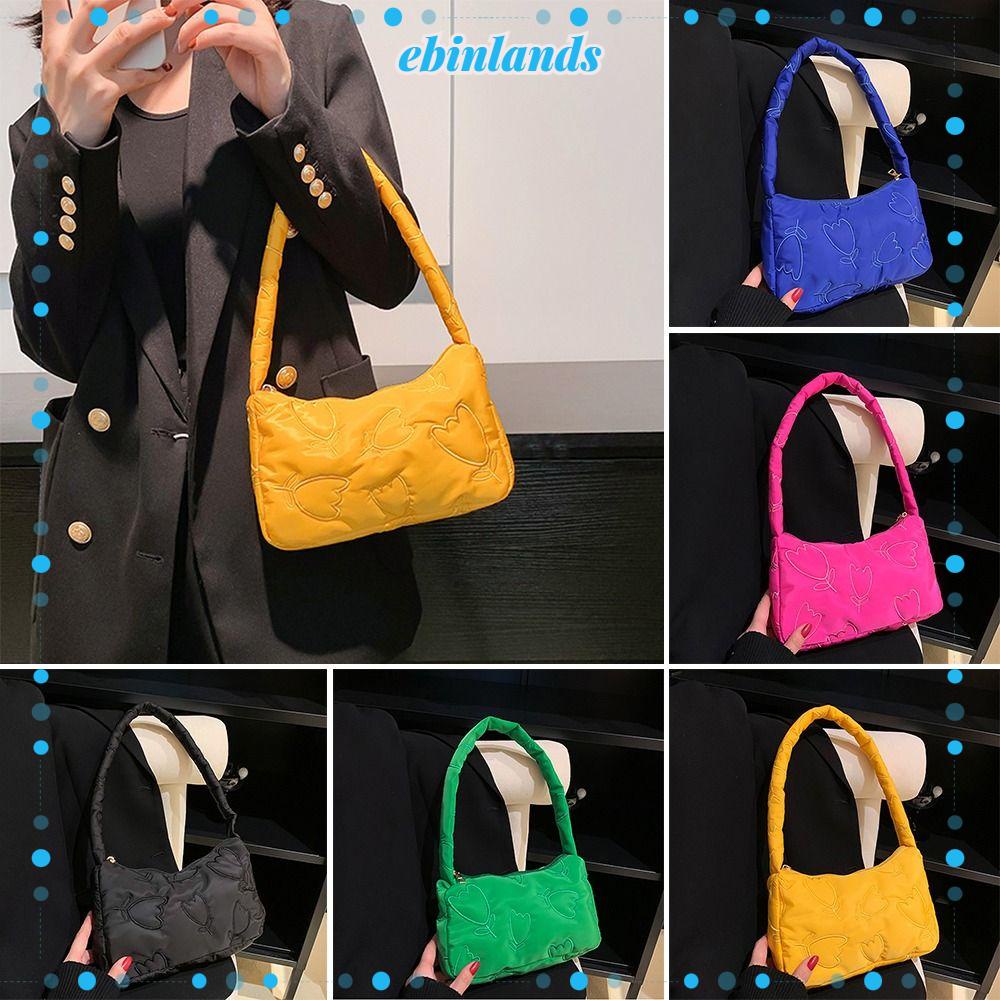 Ebinlands Túi Xách Đeo Dưới Cánh Tay Bằng Cotton Gọn Nhẹ In Họa Tiết Hoa