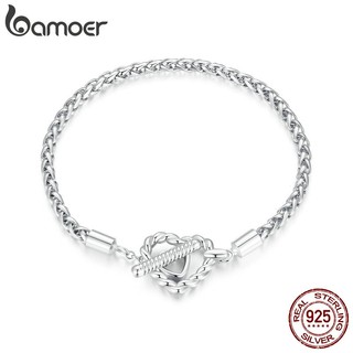 Vòng tay BAMOER bạc 925 hình trái tim đơn giản thời trang