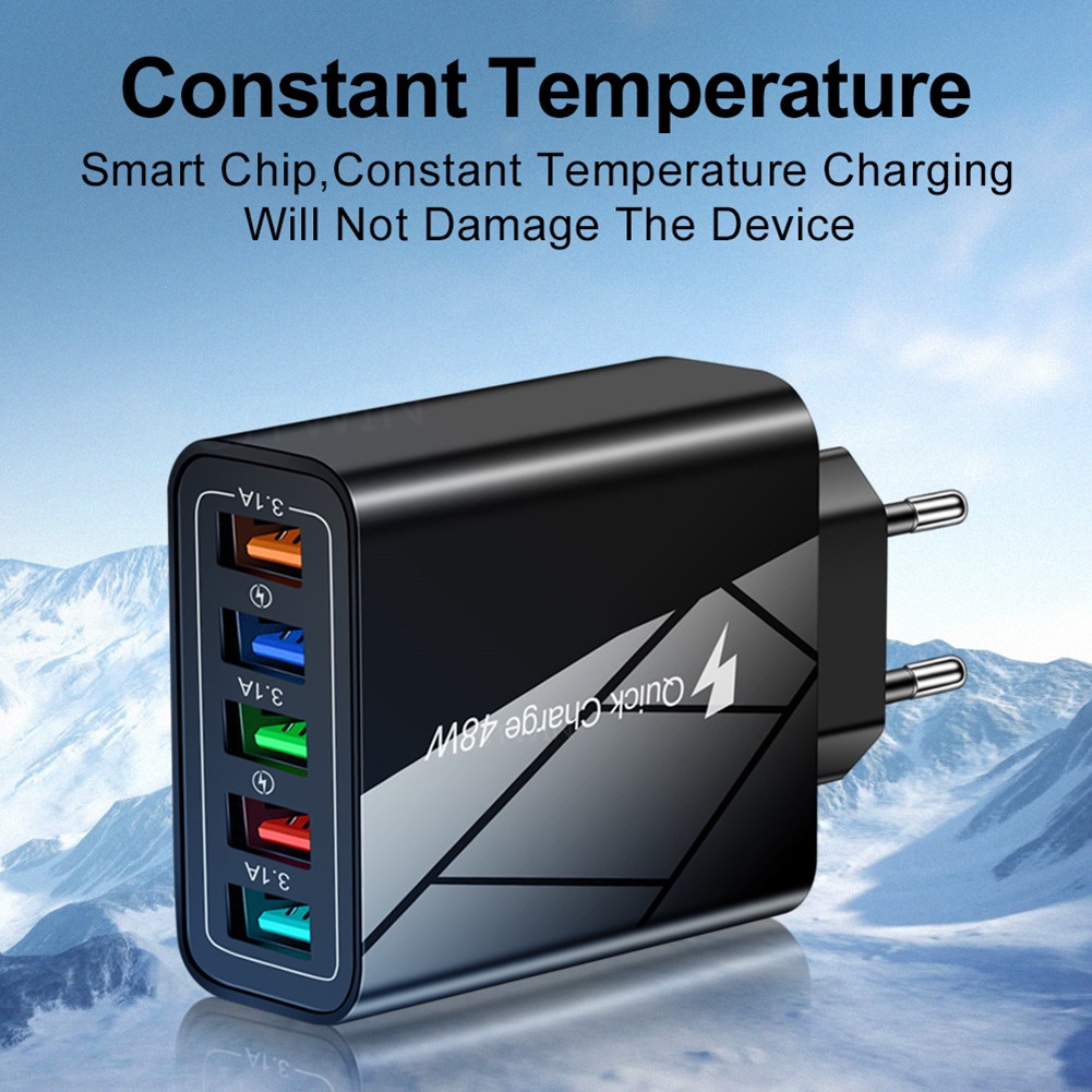 Bộ SạC ĐiệN ThoạI 5 CổNg USB TiệN DụNg Đi Du LịCh