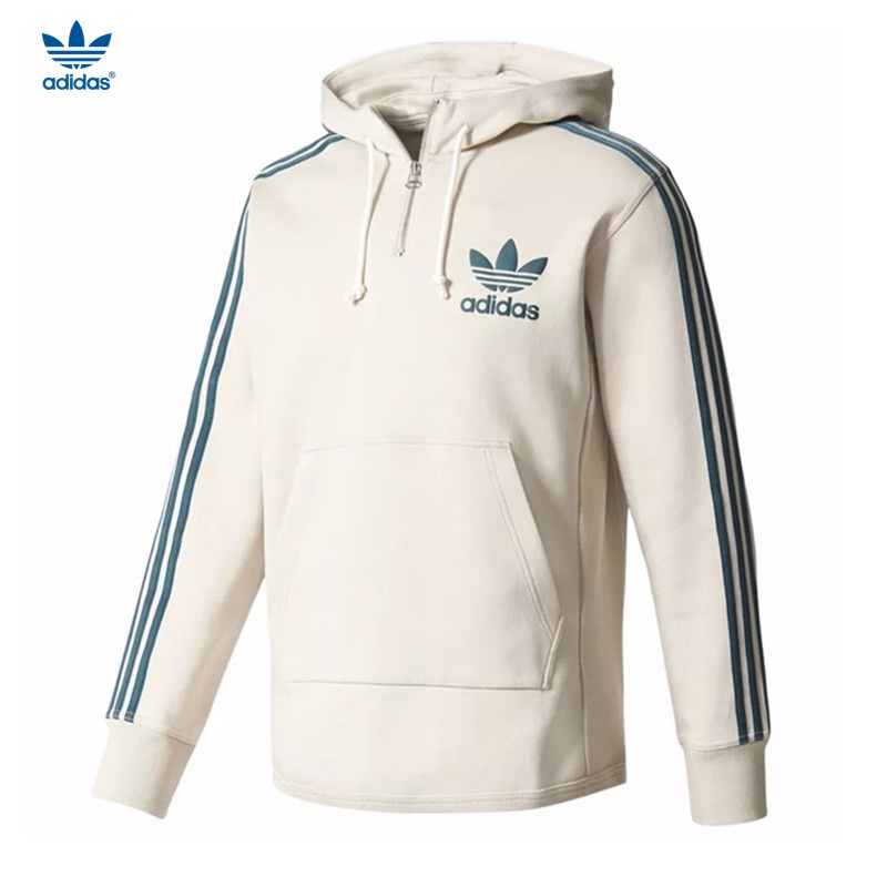 Adidas Áo Hoodie Phối Khóa Kéo Phong Cách vintage bk7193 100% clover
