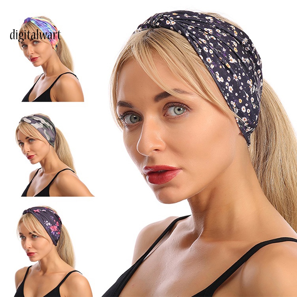 Kỹ Thuật Số| Băng Đô Bản Rộng Chống Thấm Mồ Hôi In Họa Tiết Hoa / Rằn Ri Thời Trang Cho Nữ