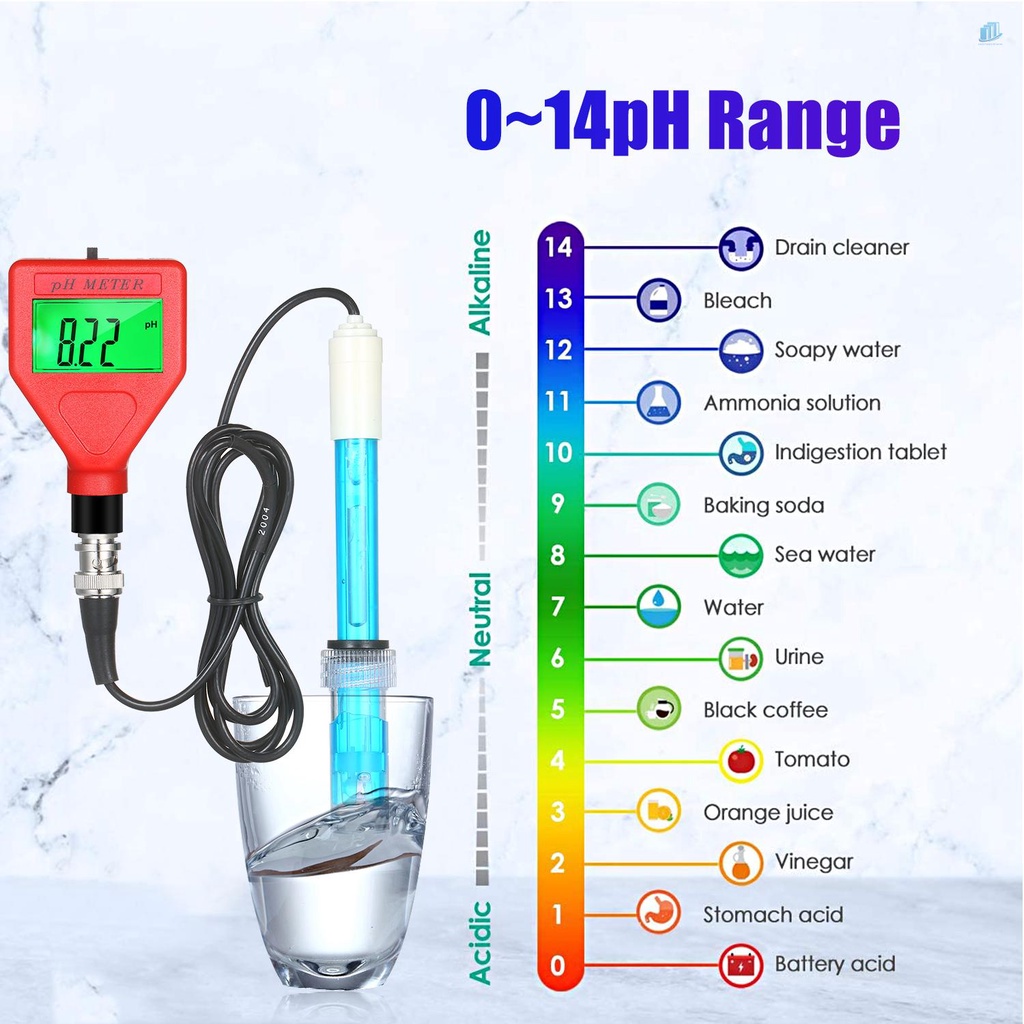 Bút Đo Độ PH 0-14pH Màn Hình LCD 1.5-inch Có Đèn Nền Xanh Lá Chuyên Dụng Cho Phòng Thí Nghiệm