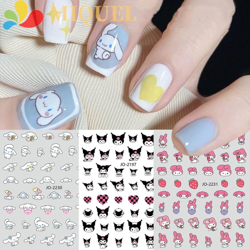 Miếng Dán Trang Trí Móng Tay Họa Tiết Hoạt Hình My Melody Cinnamoroll Dễ Thương