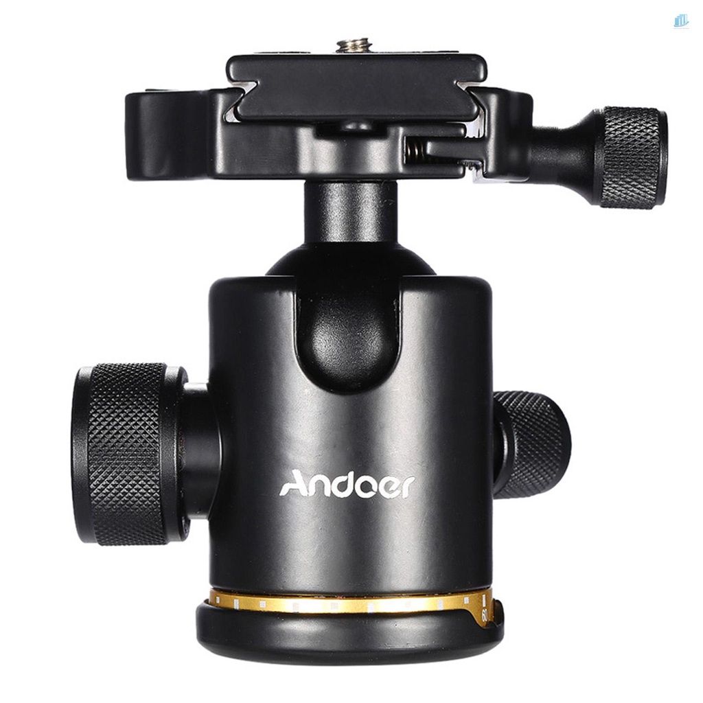 Đĩa Đầu Bi Andoer Bằng Hợp Kim Nhôm Tải Trọng Tối Đa 3KG Với Tấm Tháo Lắp Nhanh Ốc Vít 1 / 4 &quot;Cho Chân Máy Ảnh Tripod