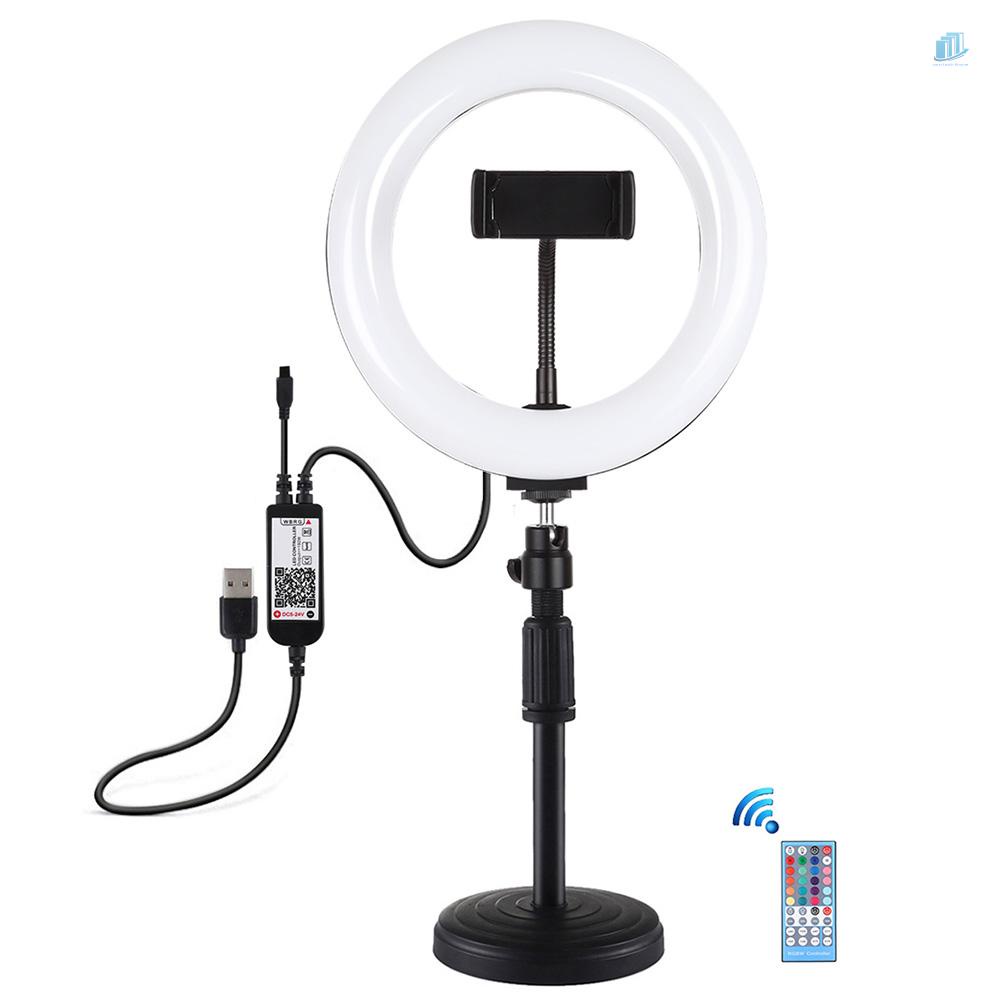 Bộ Vòng Đèn Led RGBW 7.9 Inch Có Thể Điều Chỉnh Độ Sáng Kèm Giá Đỡ Điện Thoại