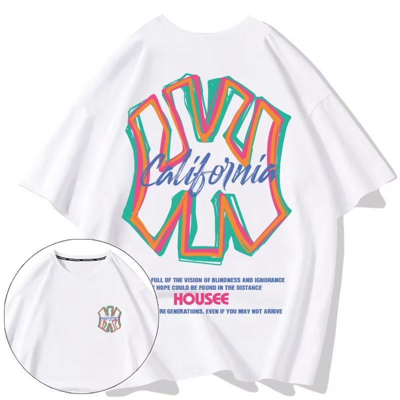 Có size lớn M-8xl Áo thun unisex nam nữ form rộng tay lỡ phông Cotton In Chữ NY Graffiti Có Thể Mặc Được 130KG