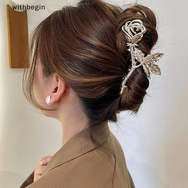 Kẹp Tóc Kim Loại Hình Hoa Hồng Lớn Thời Trang Cho Nữ