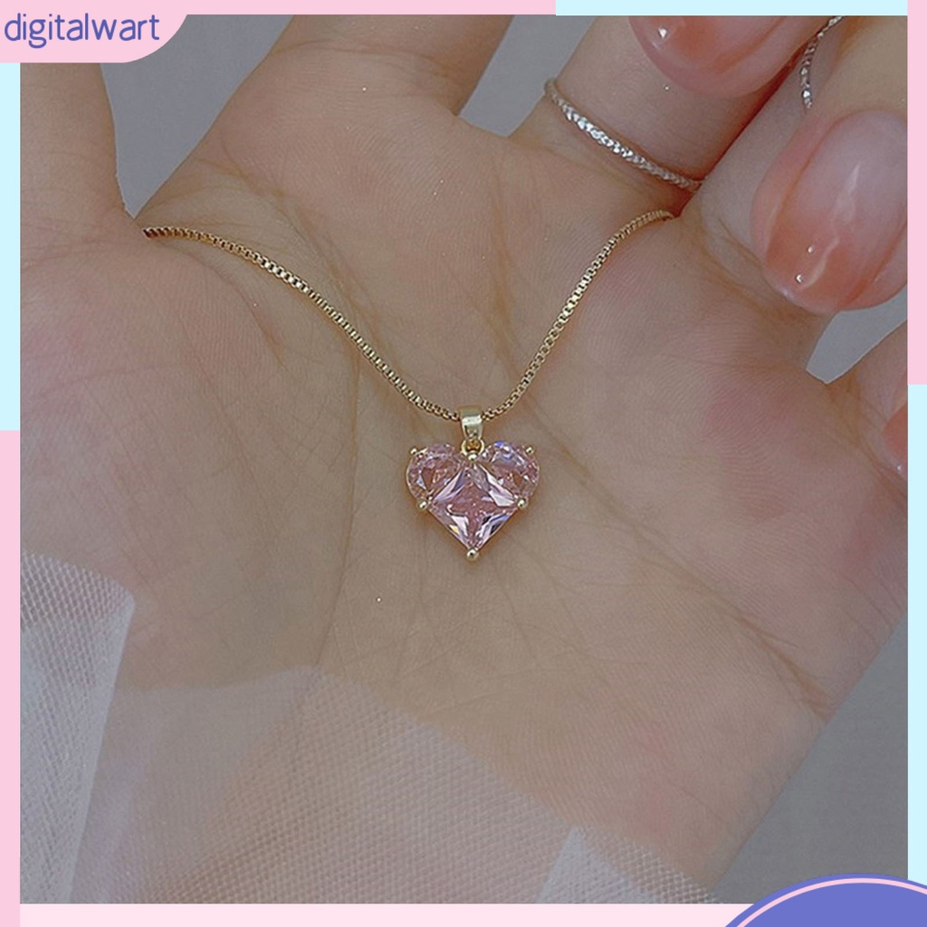 [IGT] Vòng cổ Mặt Hình Học Đính Đá Zircon Màu Hồng Lấp Lánh Chống Mài Mòn Không Gây Dị Ứng Dành Cho Nữ