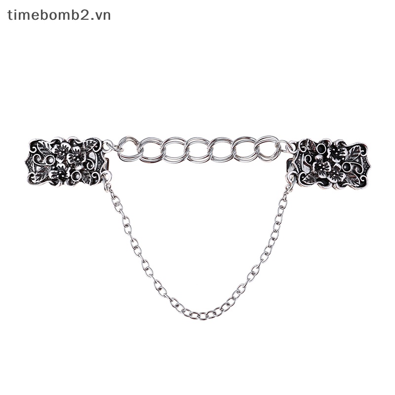 {Timebomb} Trâm Cài Áo Sweater / Khăn Choàng Hình Hoa Phối Dây Xích Làm Quà Tặng Cho Nữ