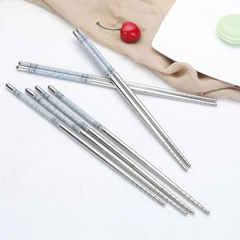 Set 1 / 5 Đôi Đũa Inox Chống Trượt Phong Cách Trung Hoa