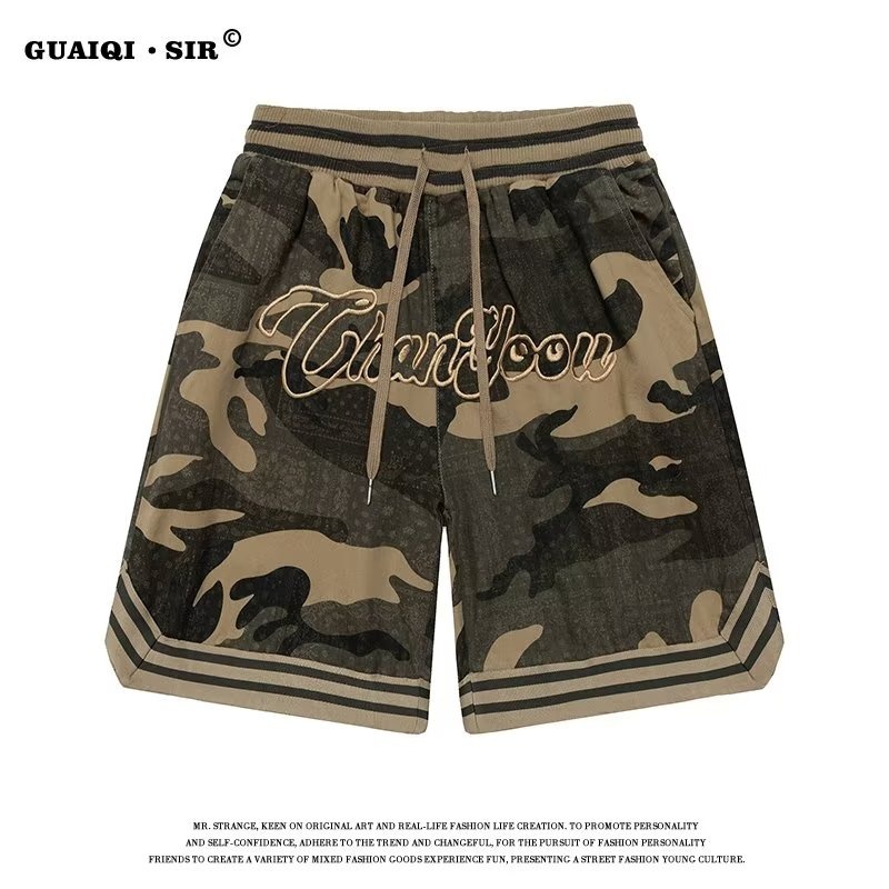 Quần Lửng Thể Thao Họa Tiết Rằn Ri Thêu Chữ Thời Trang Mùa Hè Cho Nam