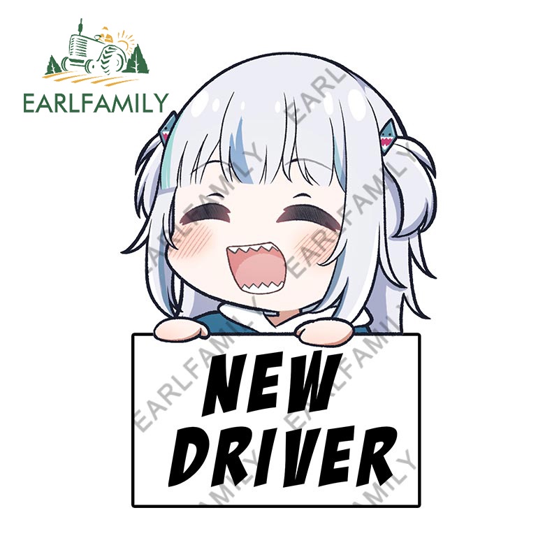 Đề Can Dán Cảnh Báo Va Chạm Chống Thấm Nước 13Cmx9.6Cm In Họa Tiết Anime Hololive Gawr Gura
