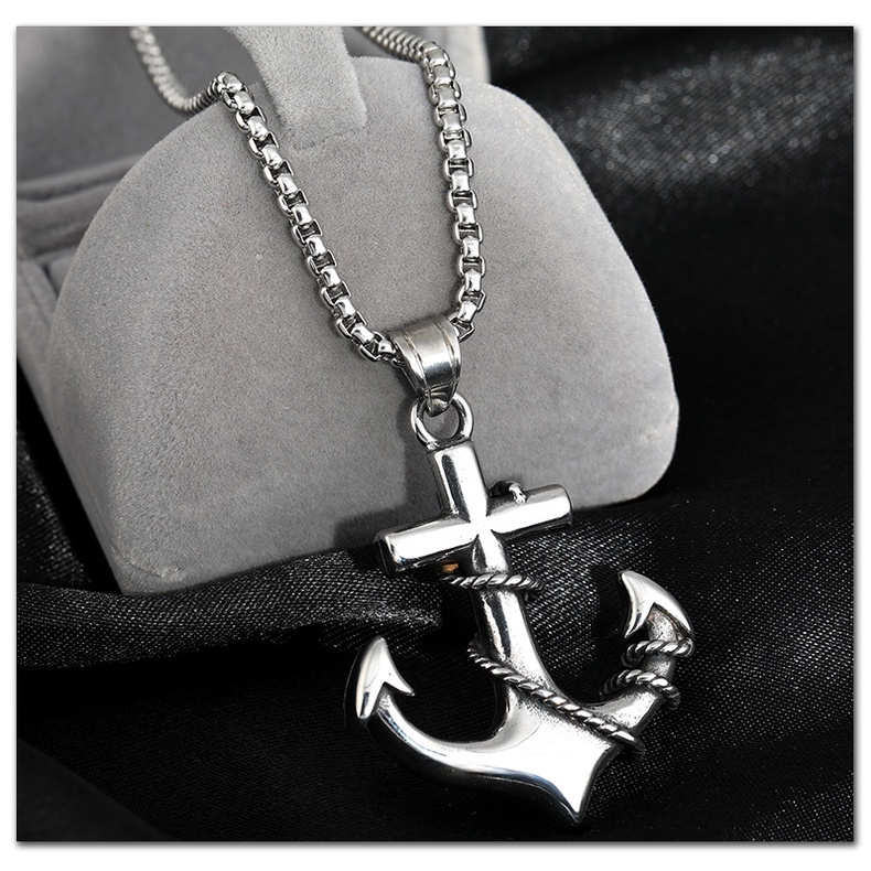 Vòng cổ Thép Titan Mặt Mỏ Neo / Tàu Cướp Biển Phong Cách Vintage Cho Nam