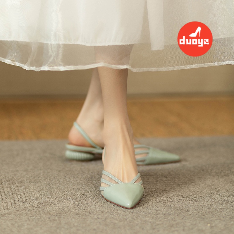 Đôi Tóc Thẳng ~ [Hàng Có Sẵn] Giày Sandal Mũi Nhọn Gót Thấp Pha Lê Phong Cách Pháp Thời Trang Xuân Hè Mới 2022 Chống Va Chạm Dễ Phối Đồ Cho Nữ Giày Cao Gót Đính Đá Kim Cương Giả Chống Trượt Cao Cấp Thời Trang