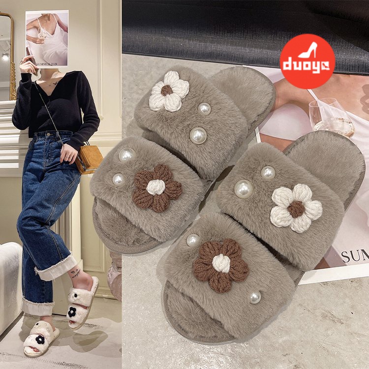 Duoya Dép Cao Su Da Lộn Đế Thấp Hình Chữ T Phong Cách Trường Học