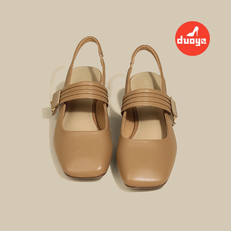 Duoya Tóc Thẳng ~ [Hàng Có Sẵn] Giày Sandal Hở Ngón Màu Trắng Có Khóa Cài Phẳng Hợp Thời Trang Cho Nữ Miễn Phí Vận Chuyển