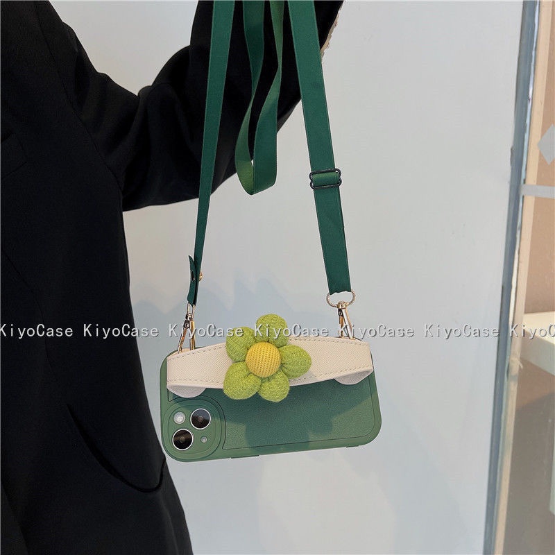 Ốp Điện Thoại silicon Hình Hoa Có Dây Đeo Cho iphone 15 14 pro max 11 13 12 x xs xr max pro max 7 8 plus