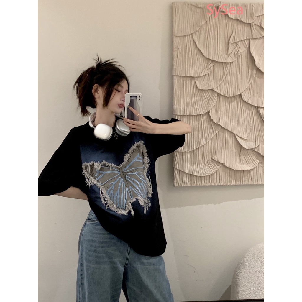 Áo Sơ Mi Thêu Hình Bướm Phong Cách Hàn Quốc Cho Nữ