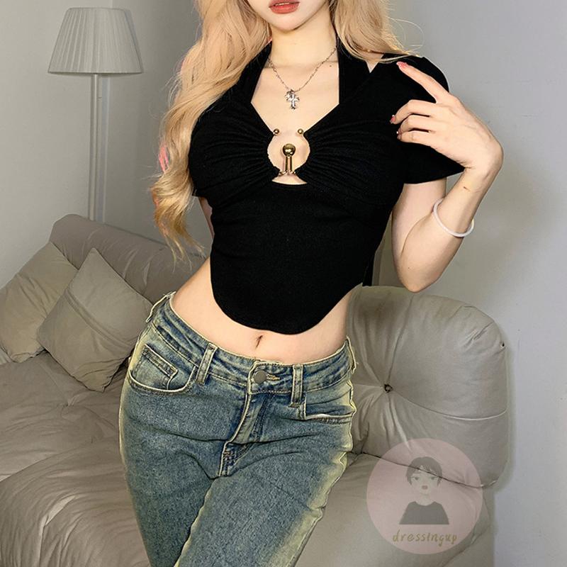 Áo Thun Tay Ngắn Màu Sắc Đơn Giản Dành Cho Nữ