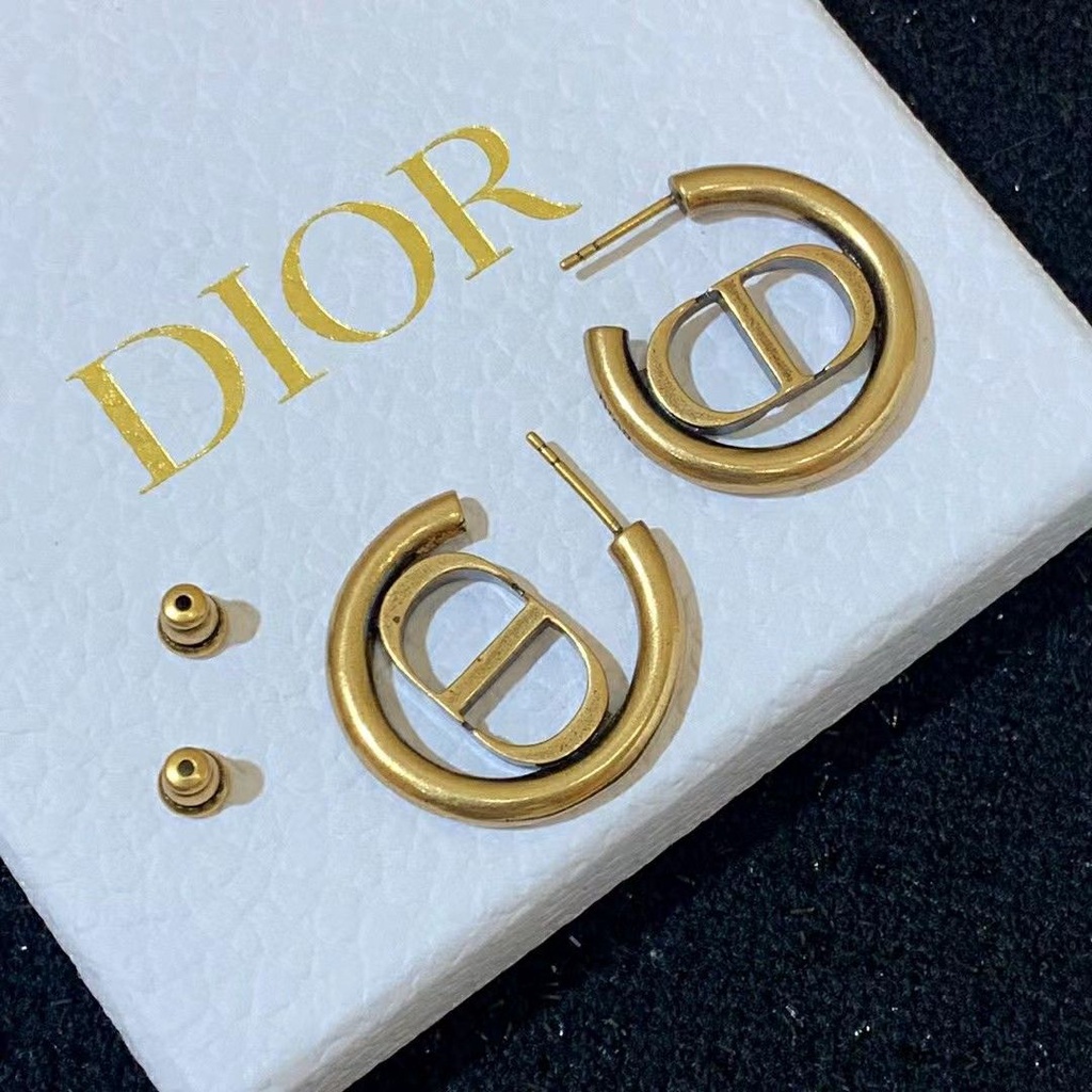 Dior_Khuyên Tai Tròn Bằng Đồng Cao Cấp Phong Cách Vintage Sang Trọng