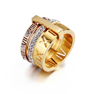Nhẫn thép titan Nhẫn 3 mảnh/bộ thời trang mới Bộ nhẫn pha lê bằng thép titan Thời trang sang trọng Nhẫn chất lượng cao Bán hàng trực tiếp tại nhà máy
