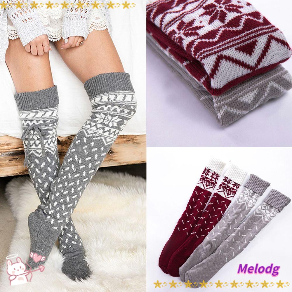 Vớ Dệt Kim Giữ Ấm Mùa Đông Họa Tiết Giáng Sinh Cho Nữ