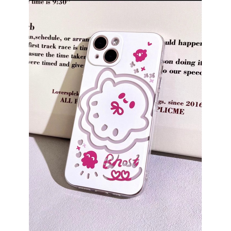 ✅Ốp Điện Thoại Thời Trang Sang Trọng Cho Iphone111412Ốp Điện Thoại Trong Suốt Màu Trắng / Kem Hình Ma Nhỏ Cho iPhone13pro 8 xs