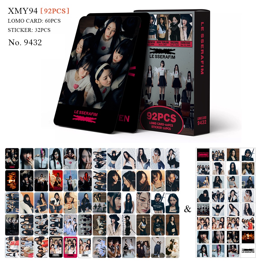 KPOP LE SSERAFIM Album UNFORGIVEN Photocard LESSERAFIM Lomo Card 92pcs/box