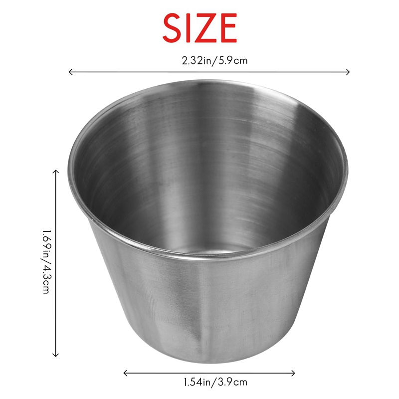 1 Bộ 10 Chén Đựng Nước Sốt Bằng Thép Không Gỉ 2.5Oz 70Ml