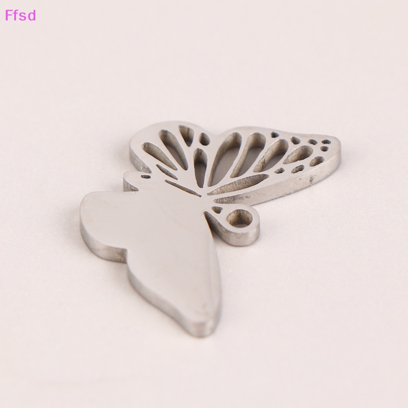 {Ffsd} Mặt Dây Chuyền Bằng Inox Tráng Gương Đơn Giản Hạt Hình Bướm Lỗ Rỗng * Bán Chạy