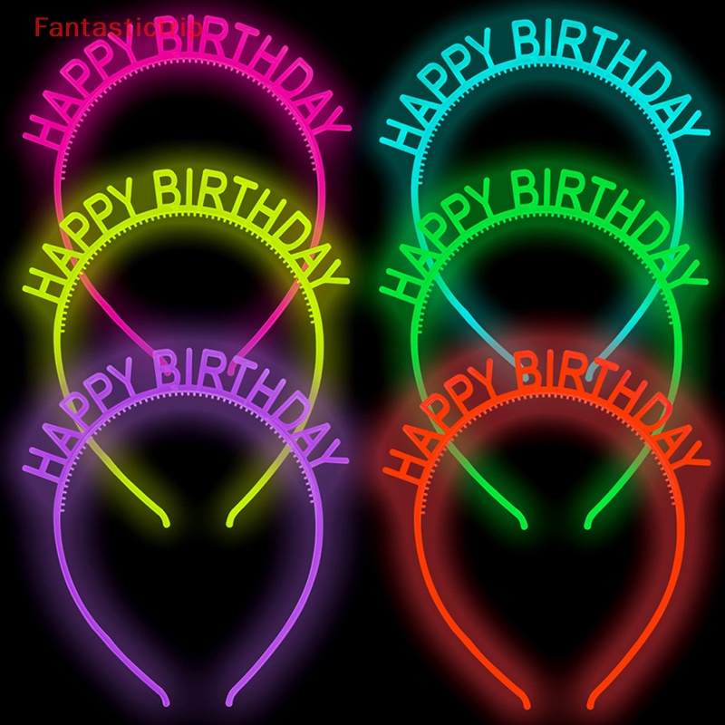 [Fantastictrip] Băng Đô Nhựa Hình Chữ Cái Dạ Quang Phát Sáng Trong Bóng Tối Màu Vàng Và Bạc Mừng Sinh Nhật Cho Trẻ Em Mới