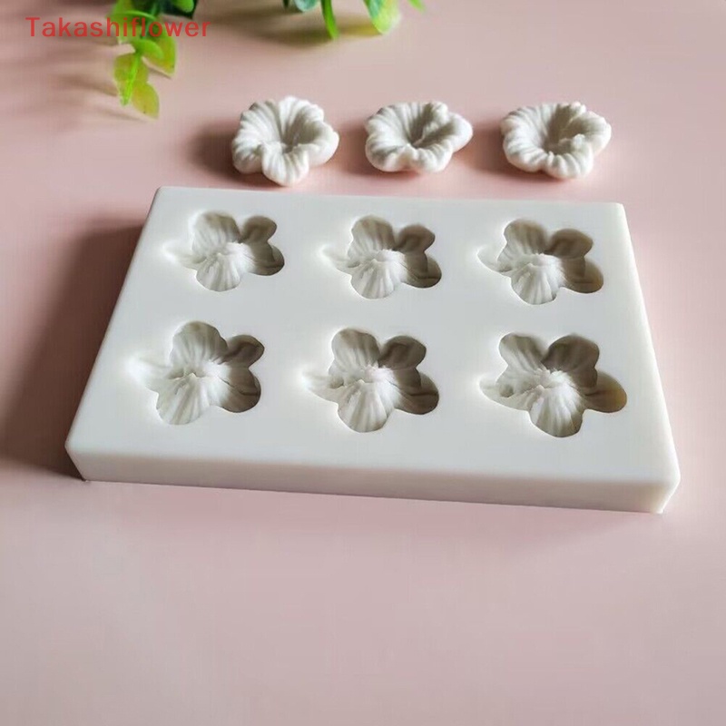 1 Khuôn Làm Bánh 6 Ngăn Hình Hoa Năm Cánh Bằng Silicone