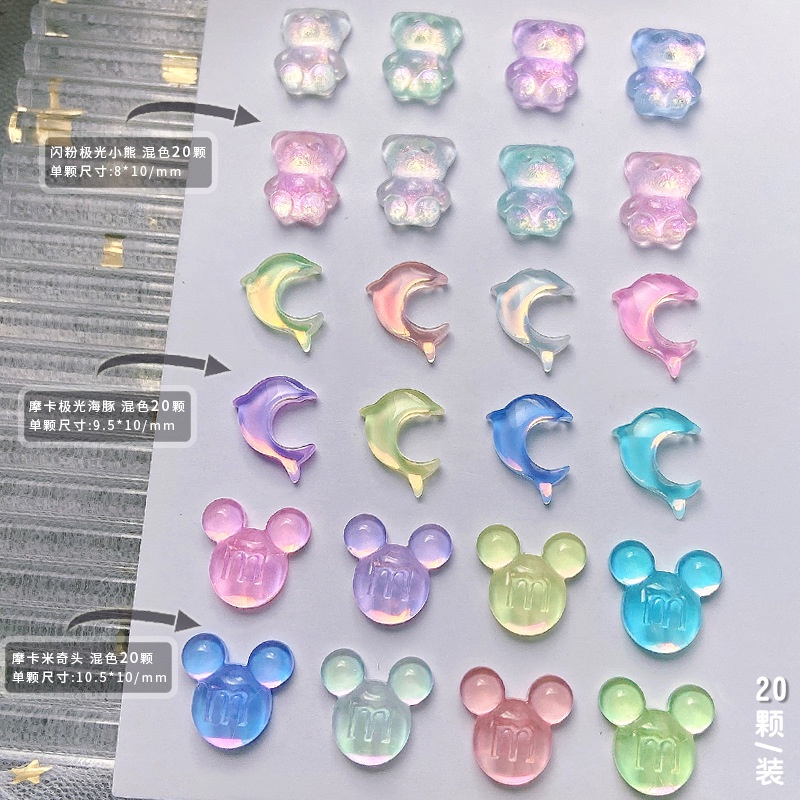 Set 20 Phụ Kiện Trang Trí Móng Tay 3D Hình Cá Heo Hoạt Hình Màu Macaron Xinh Xắn
