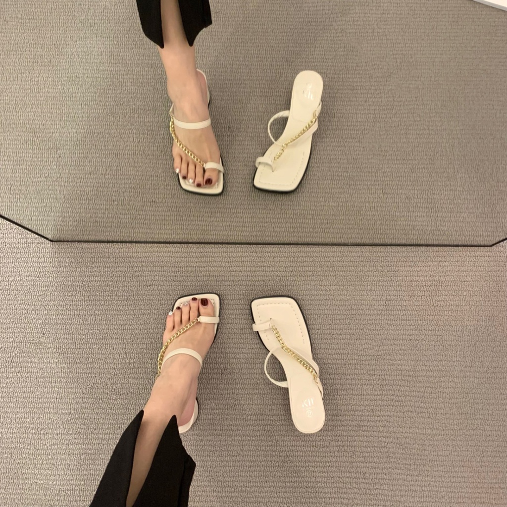 Giày Sandal Cao Gót Màu Đen Thời Trang Mùa Hè 2023 Phong Cách Pháp