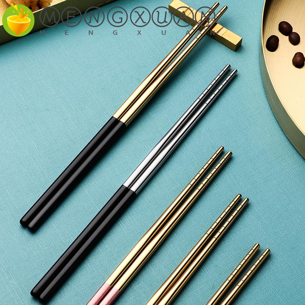 5 Đôi đũa kim loại thép không gỉ chống trượt tùy chọn màu sắc có thể tái sử dụng