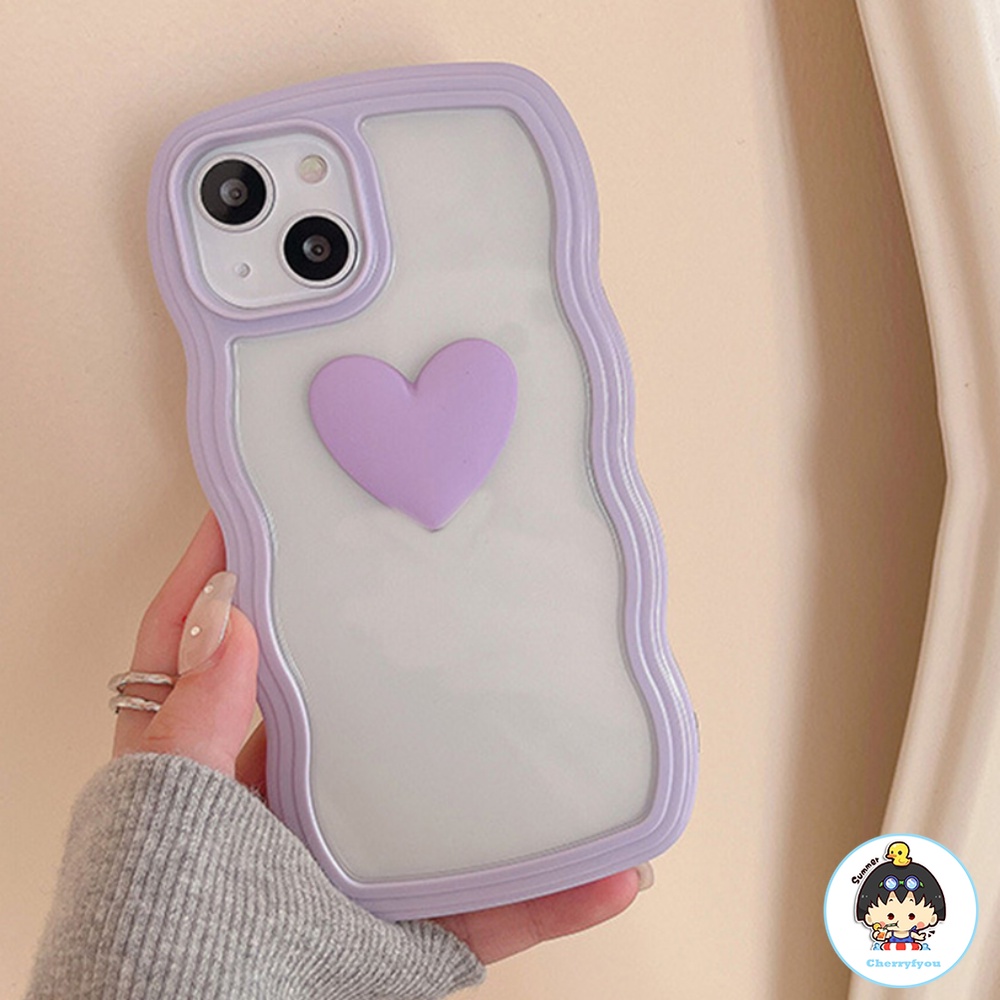 Ốp Điện Thoại TPU Mềm Trong Suốt Chống Sốc Viền Lượn Sóng Hình Trái Tim Cho IPhone 14 13 12 11 Pro Max XS XR 8 7 Plus