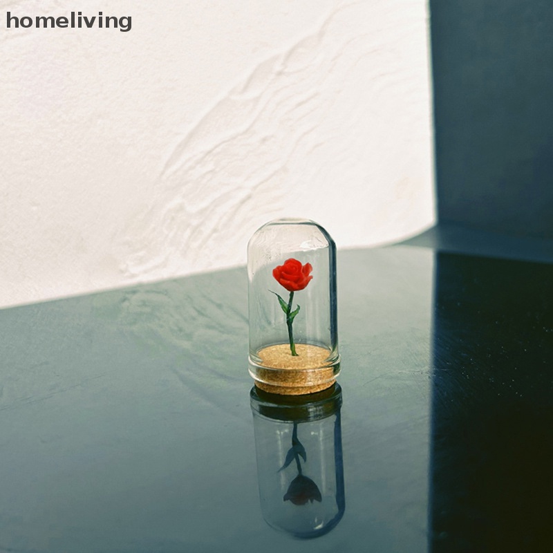 1 Mô Hình Hoa Hồng Nhỏ Bằng Kính Trang Trí Nhà Búp Bê