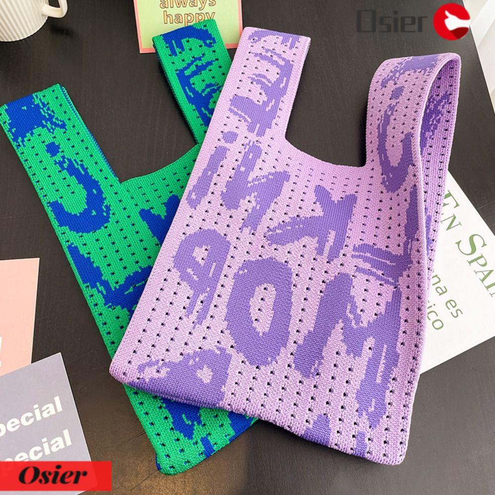 1 Túi Xách Dệt Kim Phối Nút Thắt Có Thể Tái Sử Dụng Cho Nữ