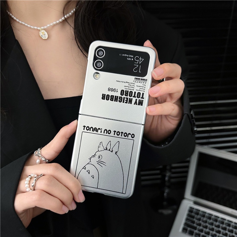 Ốp Điện Thoại Nhựa Cứng Chống Sốc In Hình Totoro Dễ Thương Cho Samsung Galaxy Z Flip 4 Z Flip 3 5G