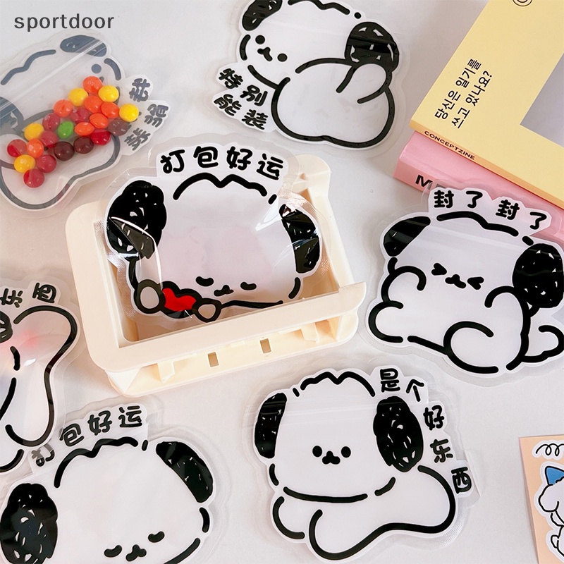 Bộ 5 Túi Zip Nhỏ Bằng Nhựa Trong Suốt In Hình Chú Chó Hoạt Hình Đựng Bánh Kẹo / Trang Sức