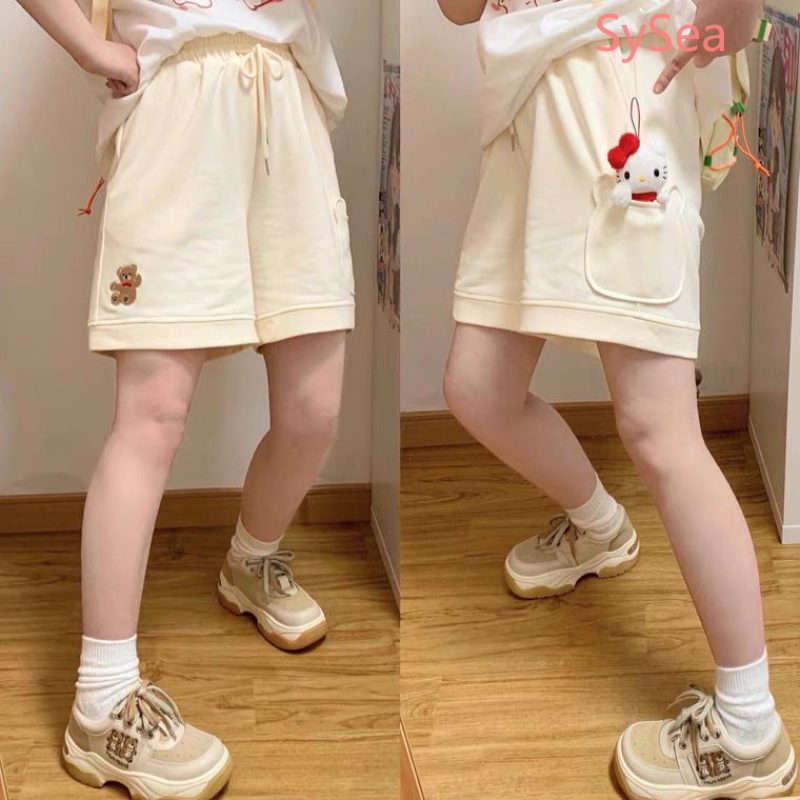 Quần Short Thể Thao Dáng Rộng Kiểu Hàn Quốc Dễ Thương Cho Nữ