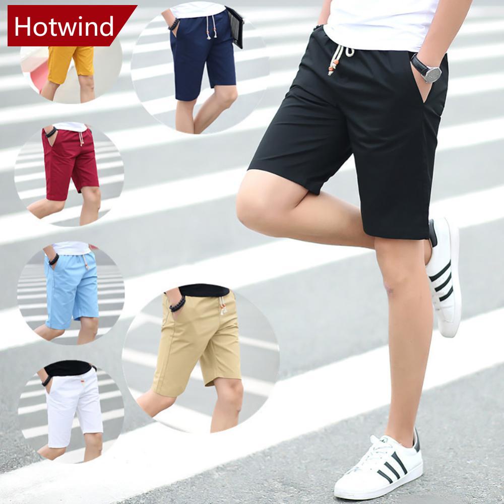 Quần Short Thể Thao Cotton Màu Trơn Cột Dây Thời Trang Cho Nam H3J8