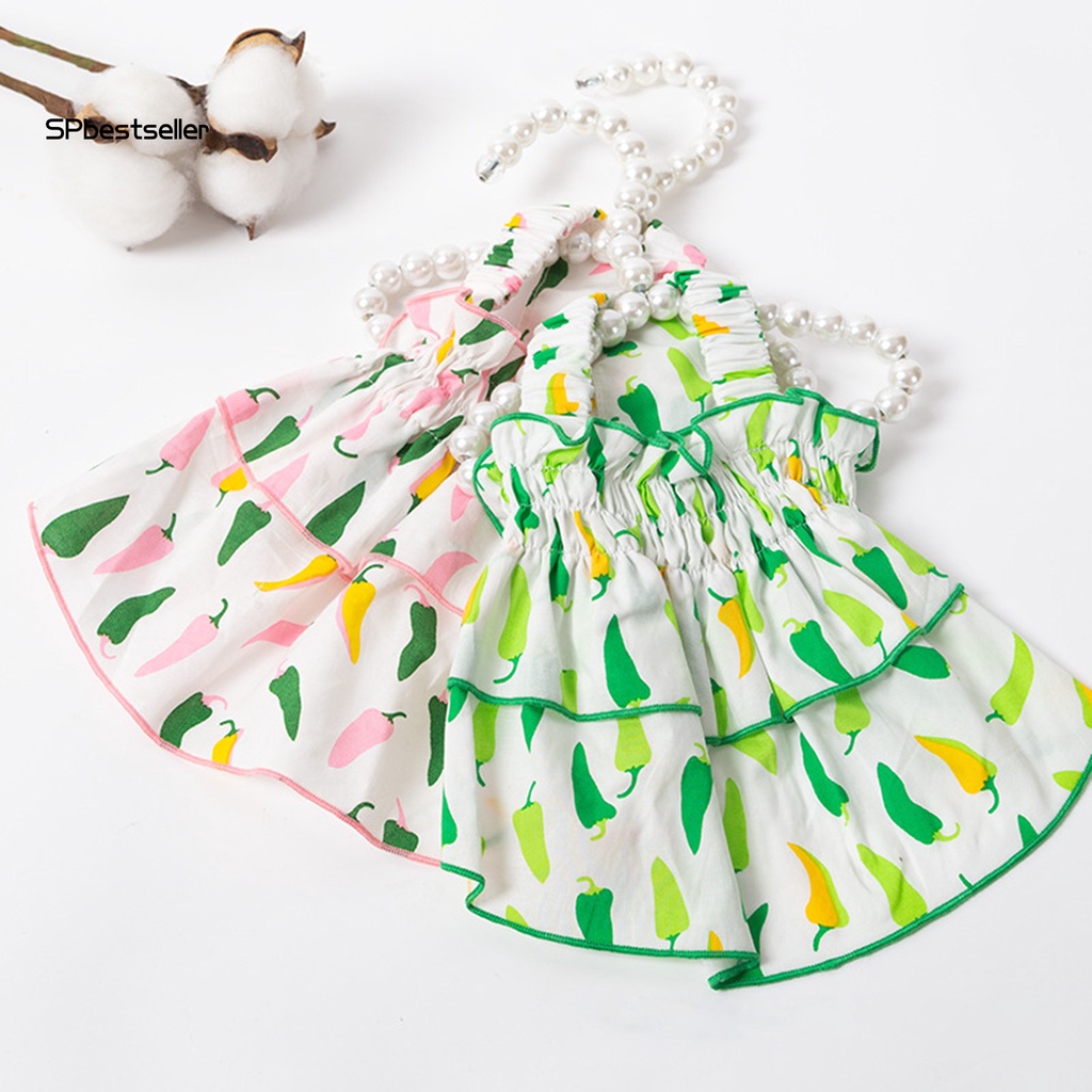 Spbestsellkr Đầm Cotton Dệt Kim Mịn Họa Tiết Quả Ớt Sáng Tạo Trang Trí Thú Cưng Mặc Hàng Ngày